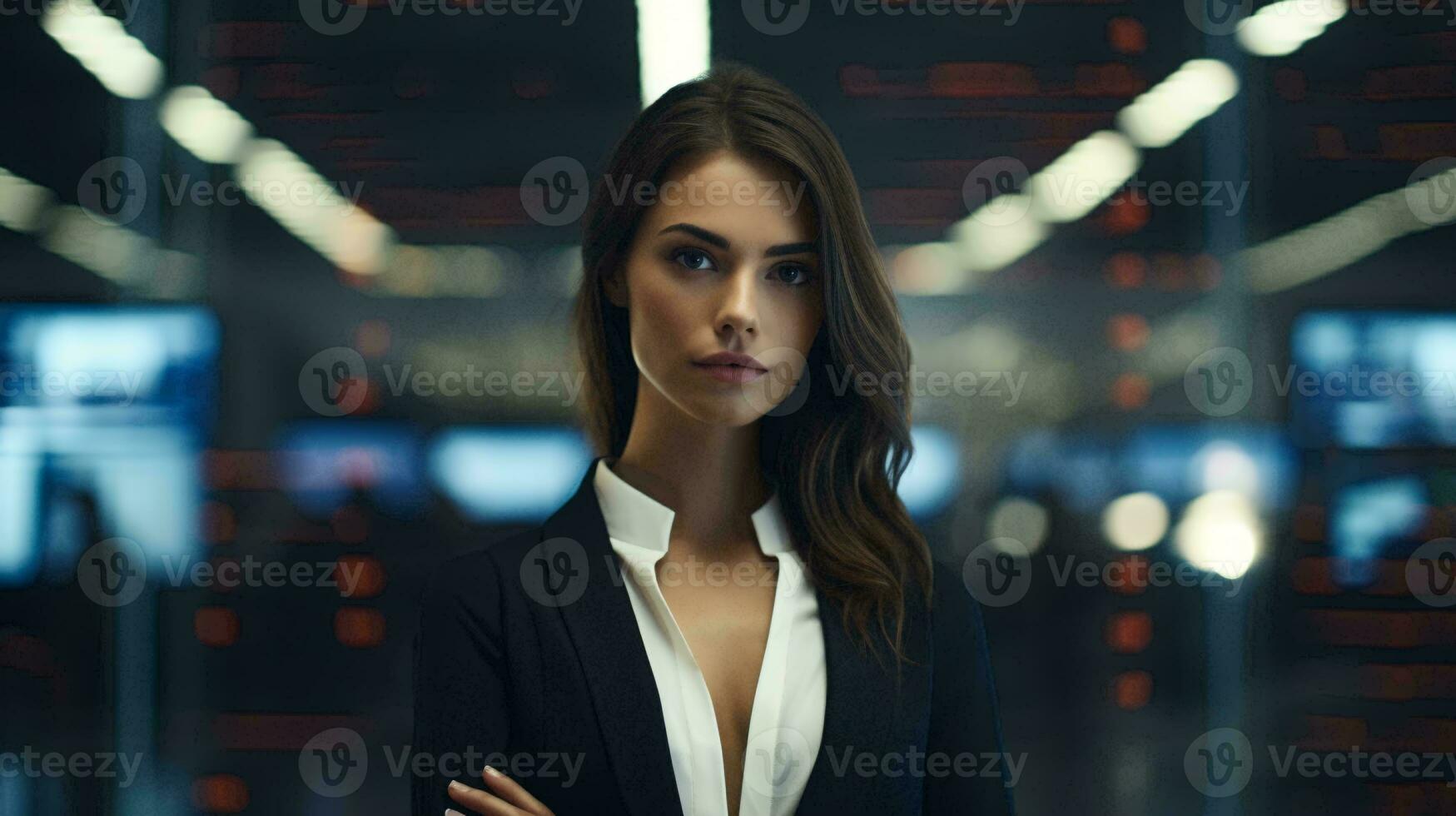 A professional woman posing in a stylish business suit for a professional photoshoot AI Generated photo