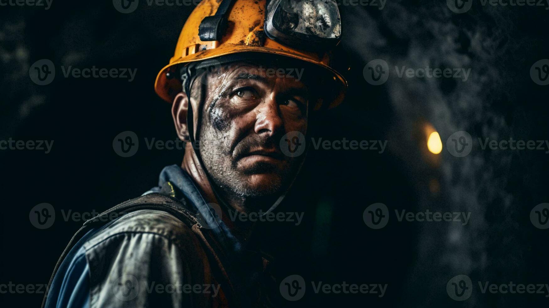 un hombre en un difícil sombrero trabajando en un carbón mía ai generado foto