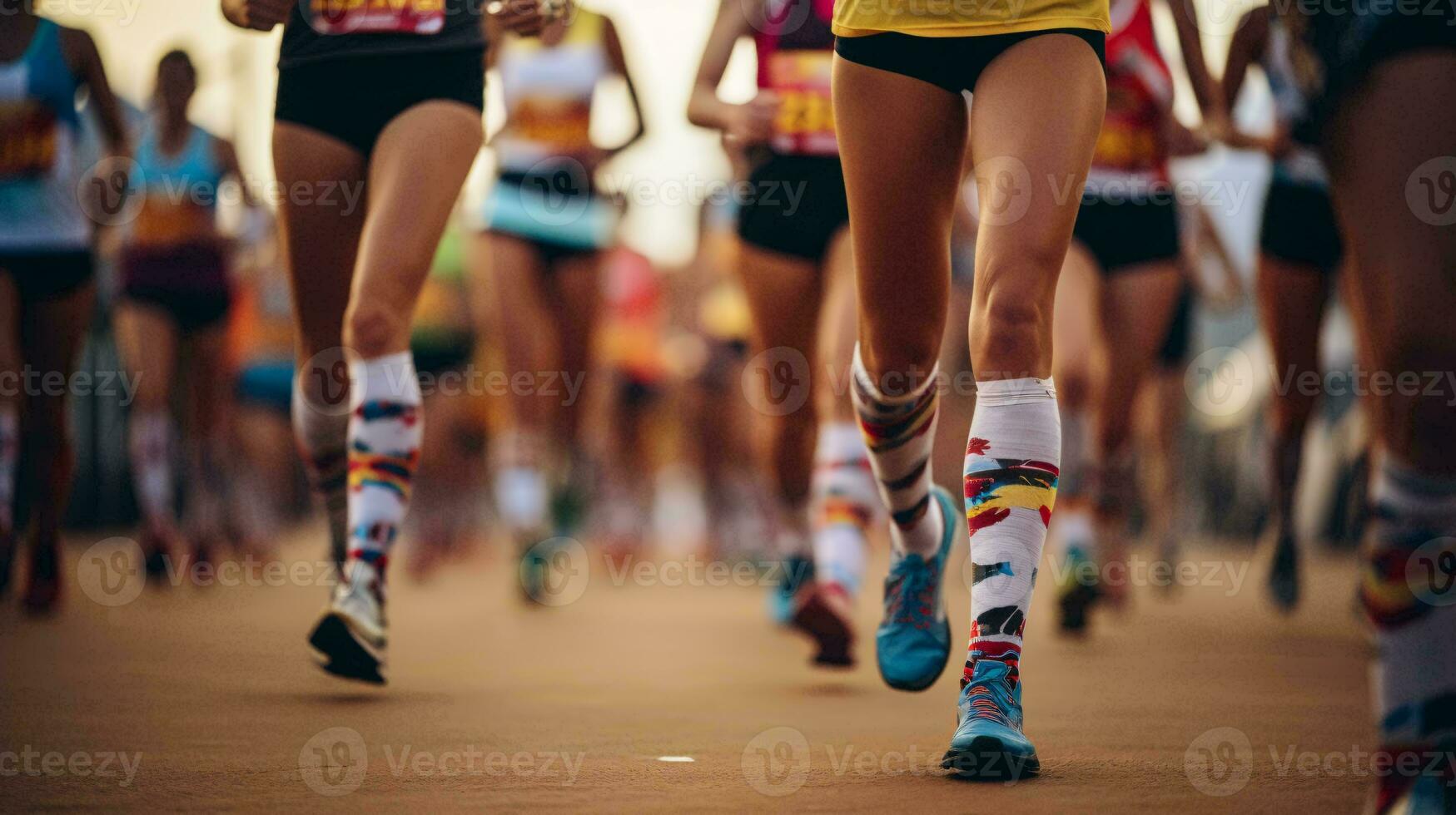 un grupo de corredores compitiendo en un carrera ai generado foto