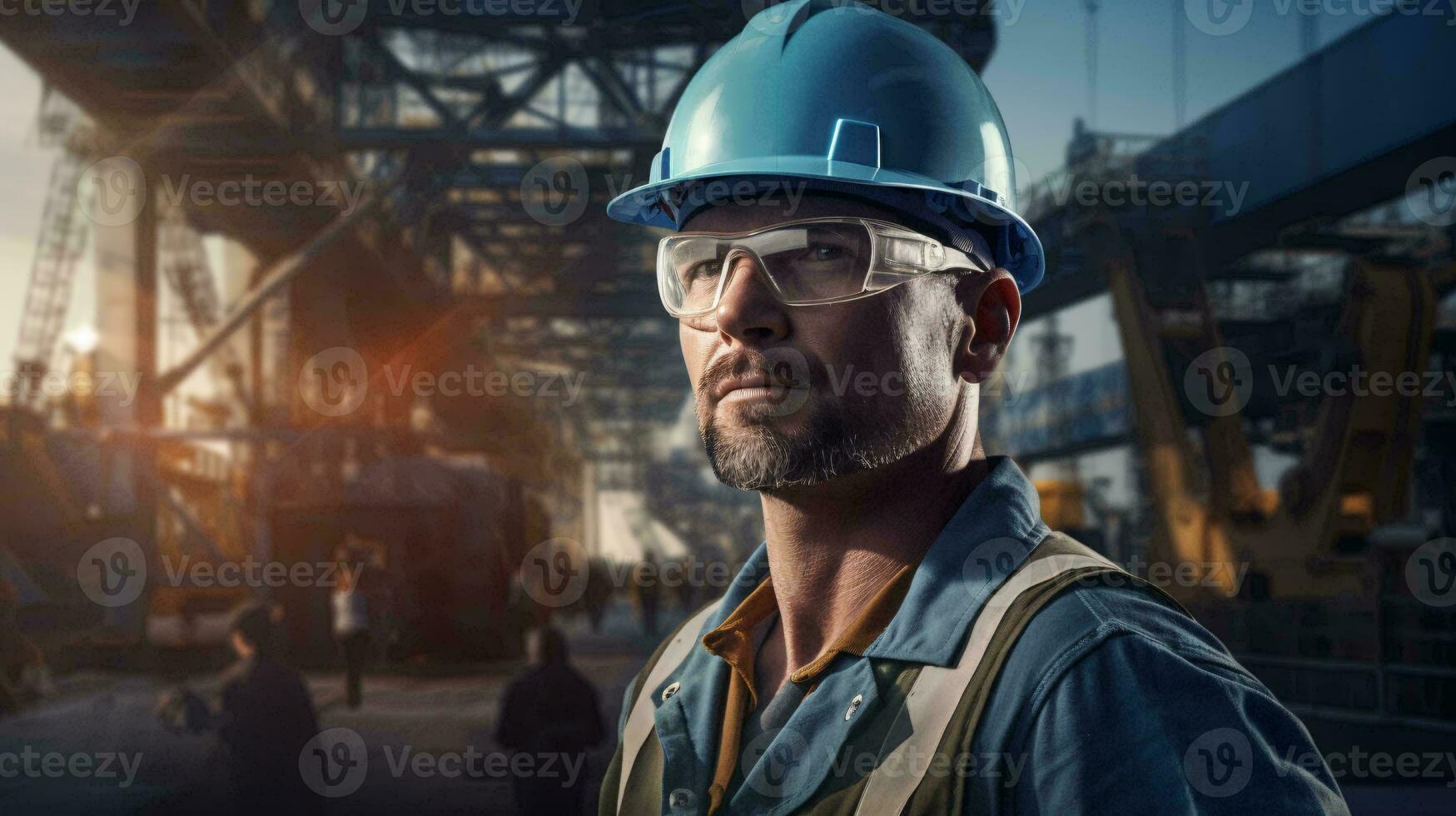 un hombre vistiendo un difícil sombrero y lentes ai generado foto