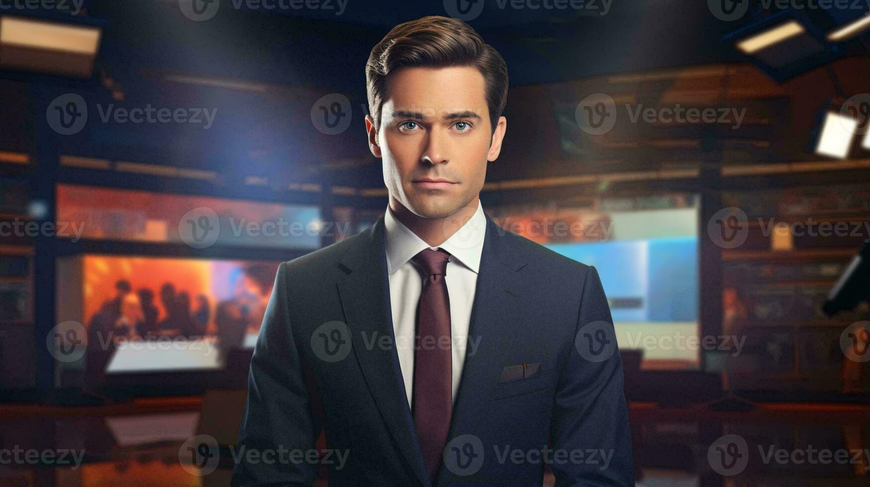 A professional man standing confidently in a modern office setting AI Generated photo