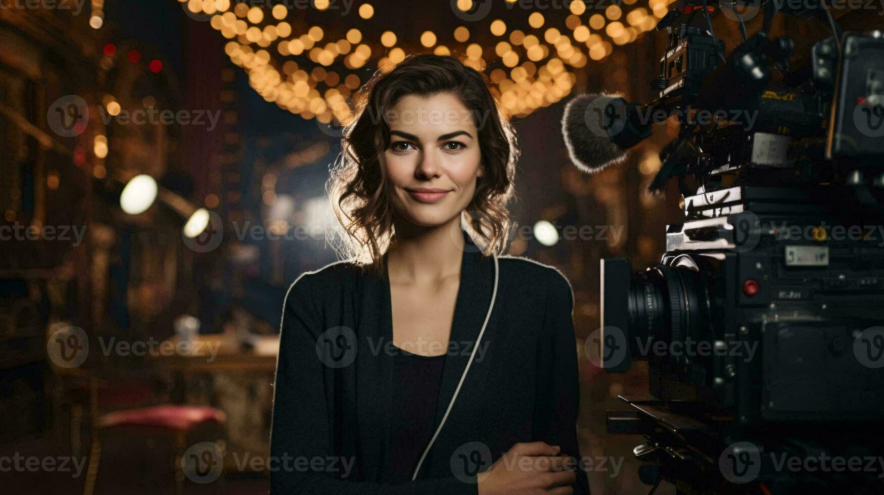 Photo of a woman posing in front of a camera AI Generated