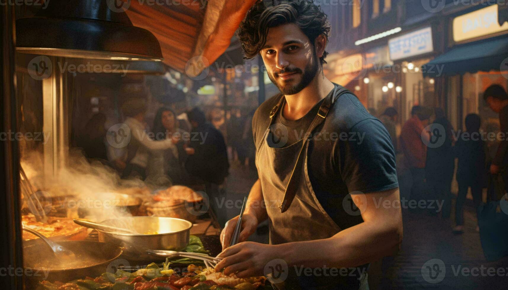 A man grilling food AI Generated photo