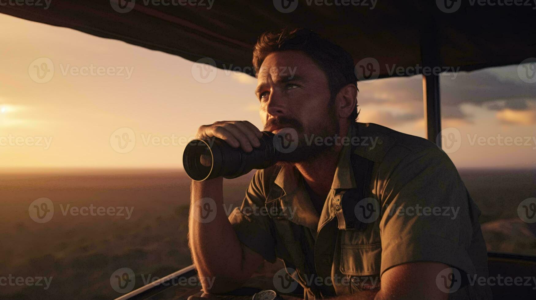 A man enjoying a cup of coffee at a table AI Generated photo