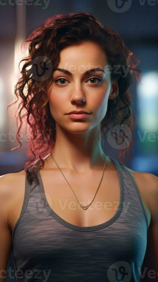 A woman in a tank top portrayed in a digital painting AI Generated photo