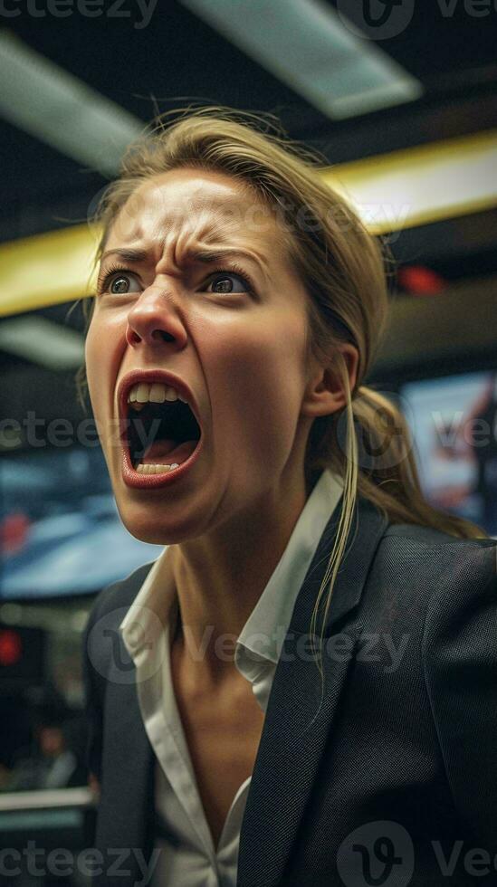 A surprised woman with her mouth wide open AI Generated photo