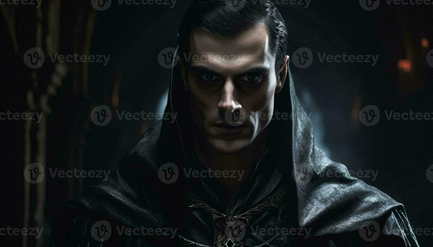 A mysterious figure in a dimly lit room wearing a hooded jacket AI Generated photo