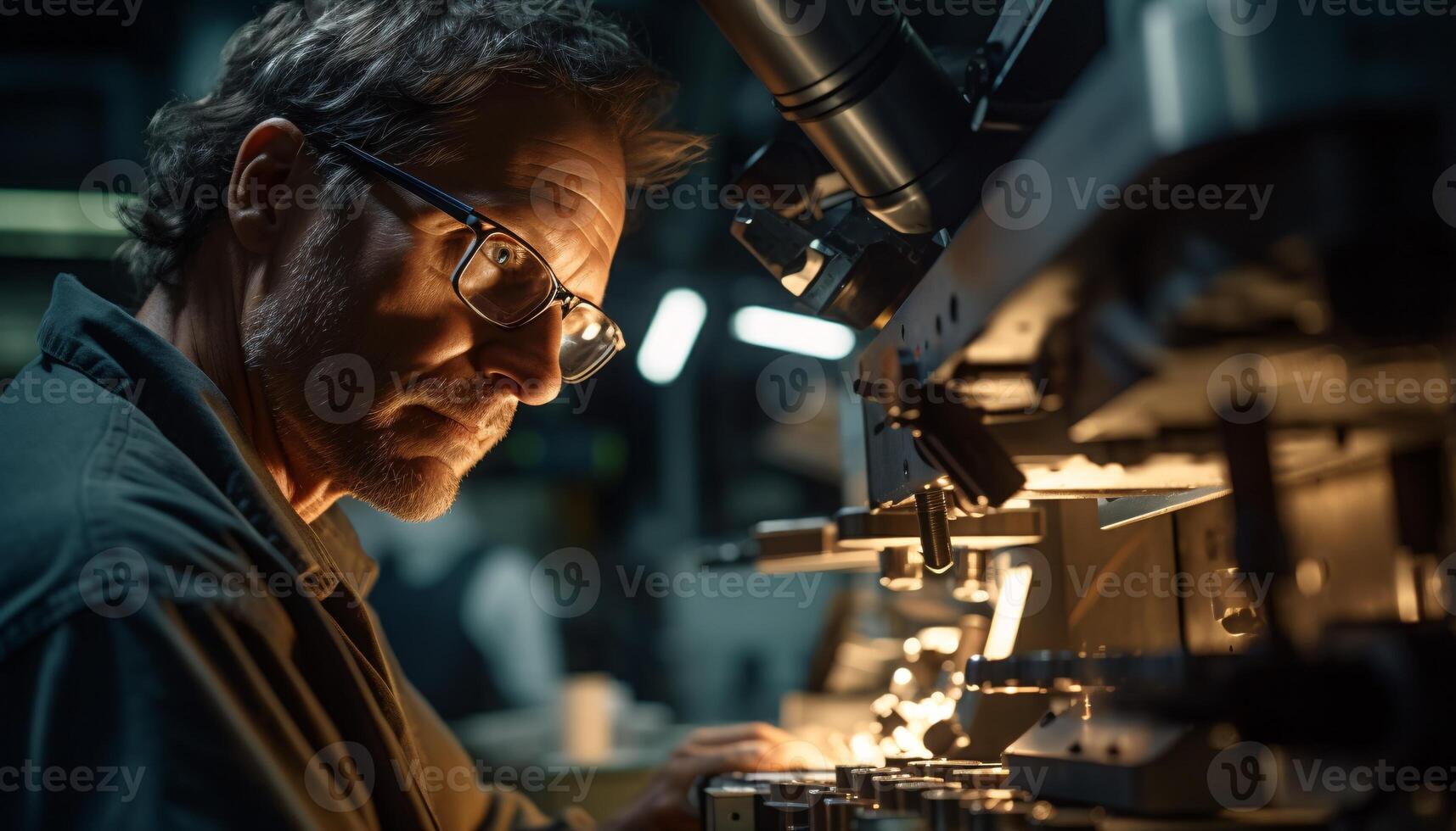 A man operating machinery in a factory AI Generated photo