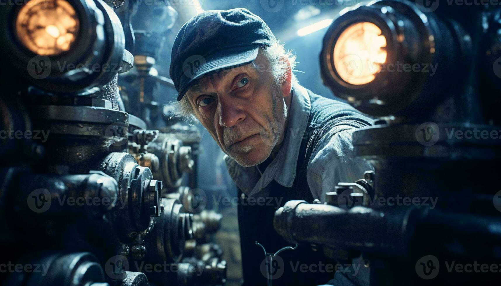A man observing a machine in a factory AI Generated photo