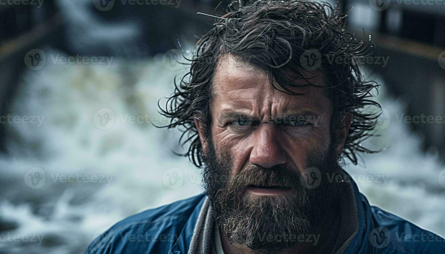A man with a beard in a close-up shot AI Generated photo