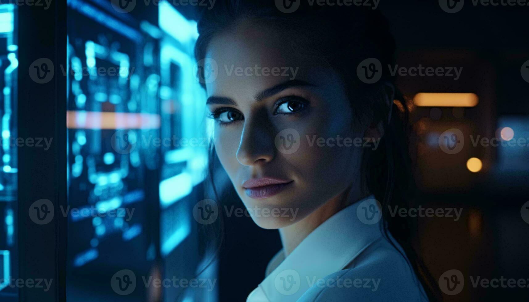 A woman working on a computer screen AI Generated photo