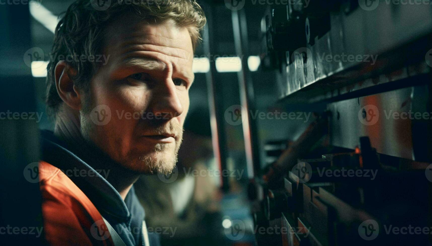 A man in a red jacket observing his surroundings AI Generated photo
