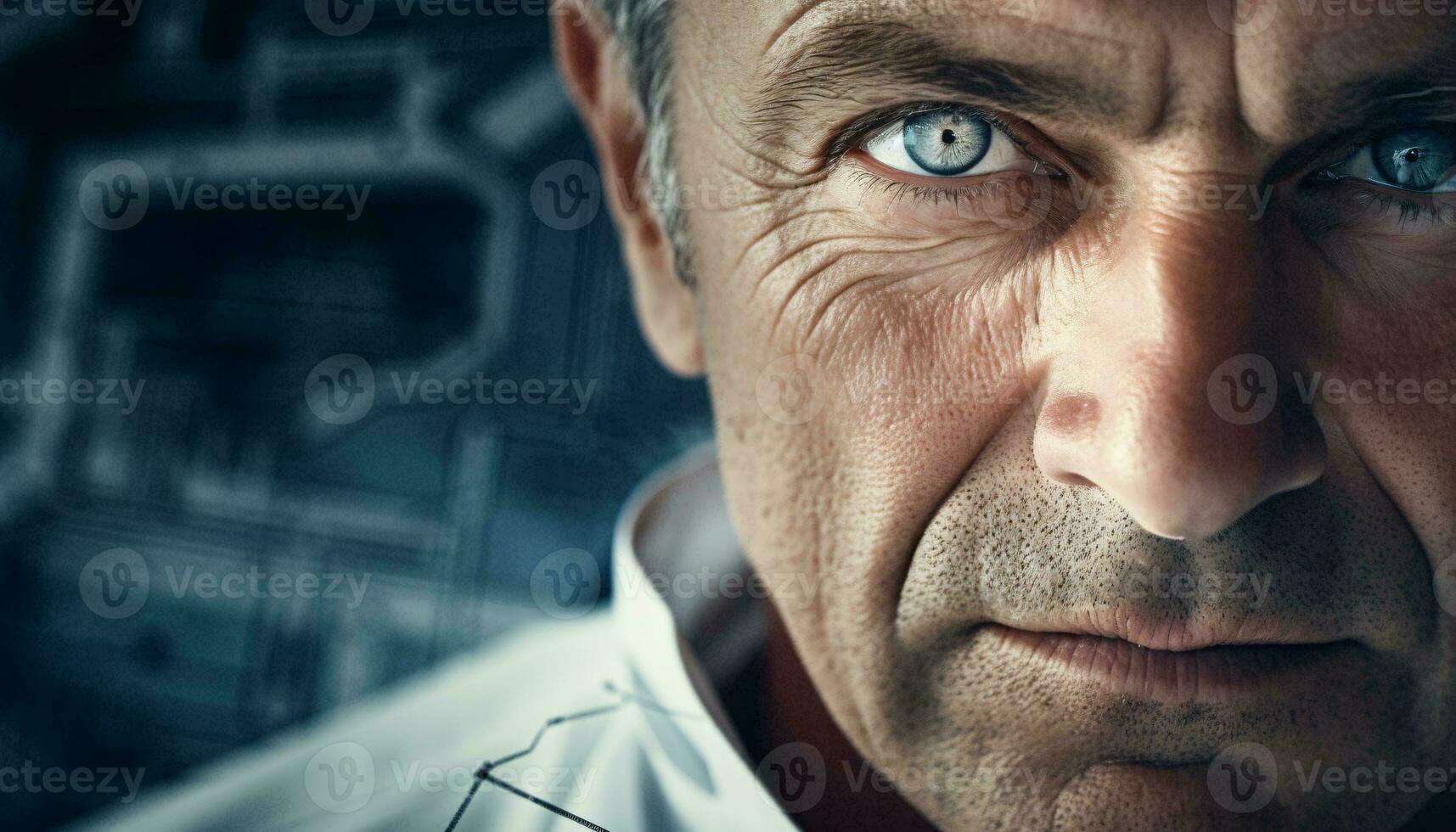 A man with striking blue eyes AI Generated photo