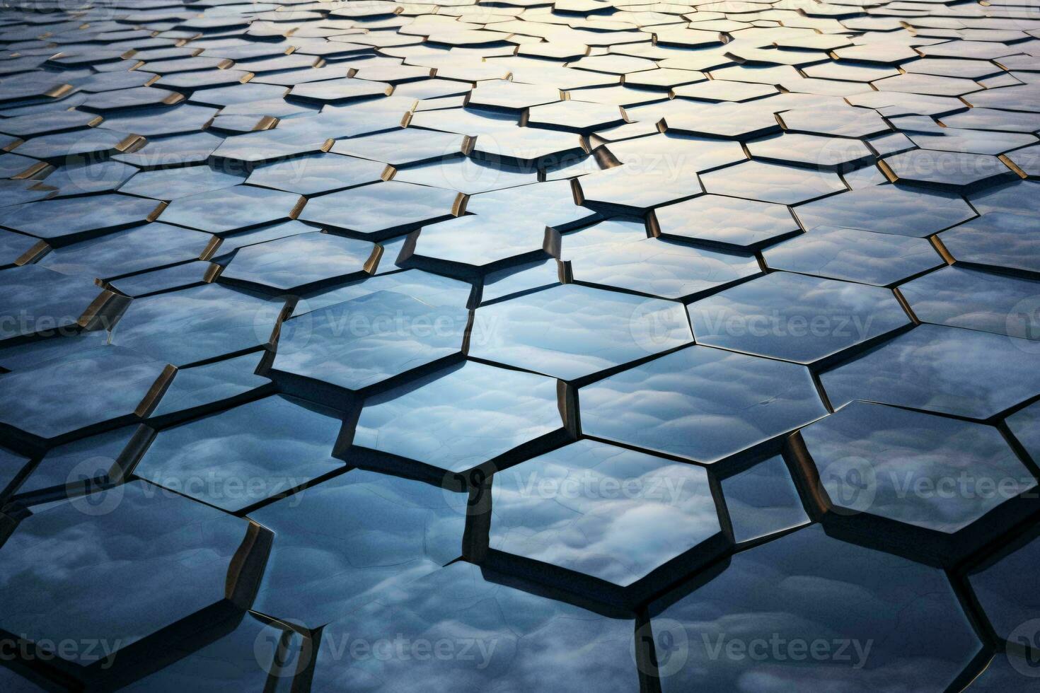 A detailed close-up of a mesmerizing hexagonal tile pattern AI Generated photo