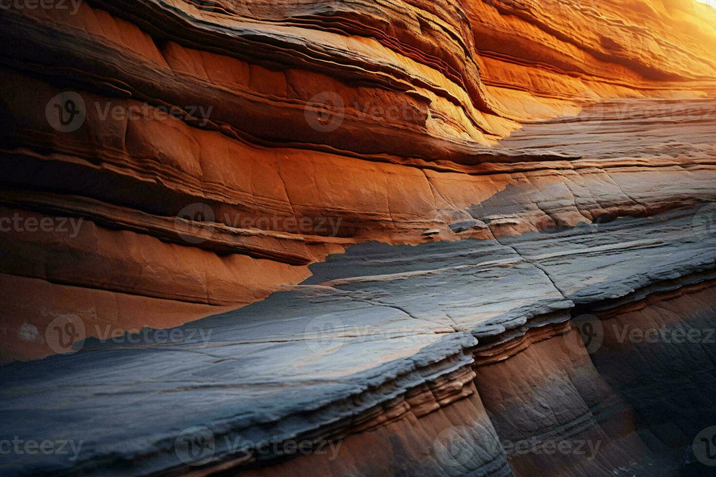 The sun illuminating desert rock formations AI Generated photo