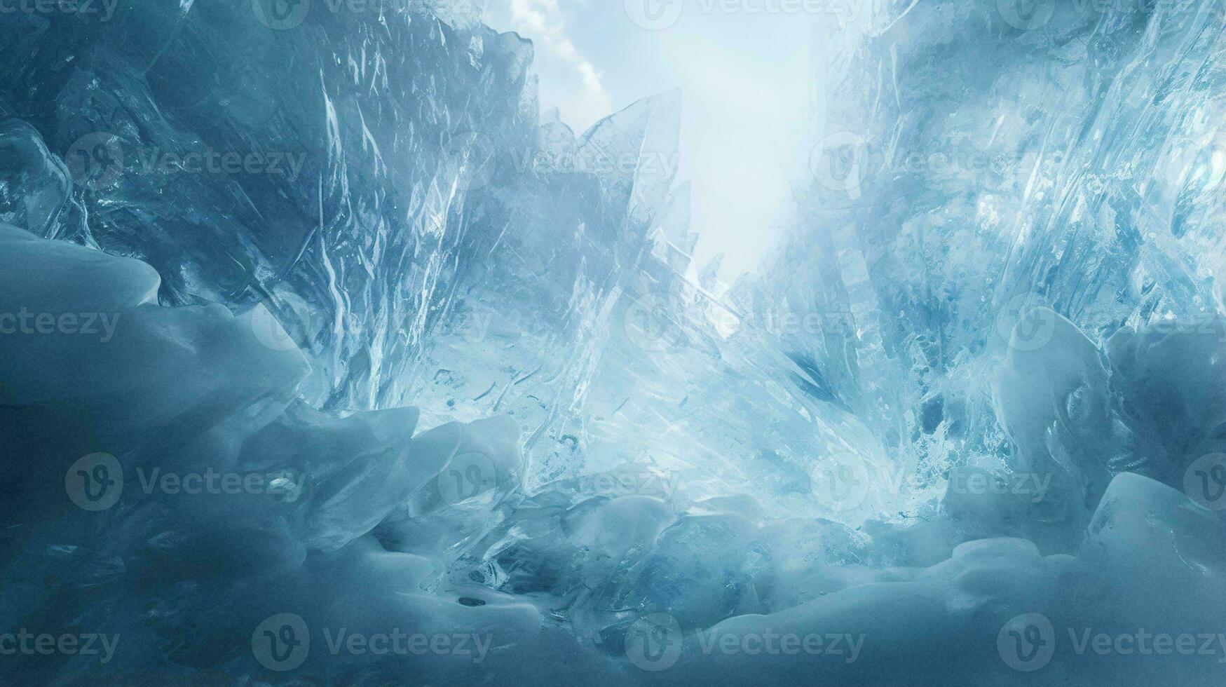 A stunning ice cave with sparkling ice formations AI Generated photo