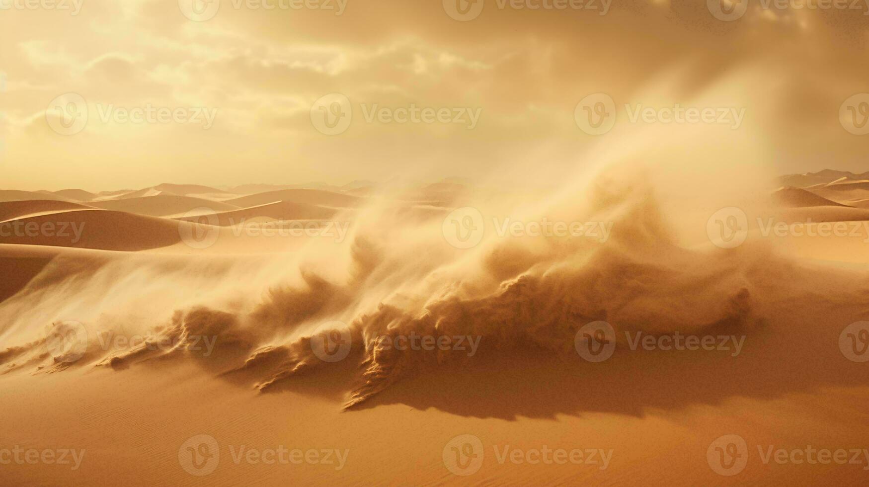 The mesmerizing windswept dunes of a desert landscape AI Generated photo