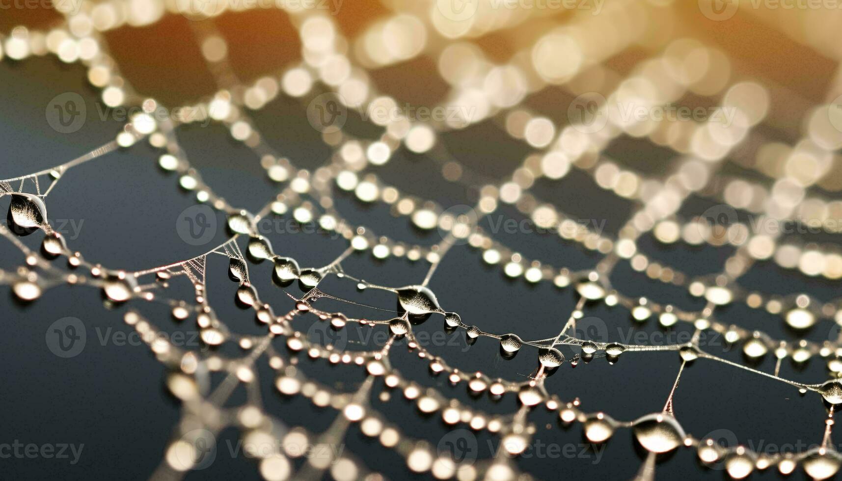 Water droplets on a spider web AI Generated photo
