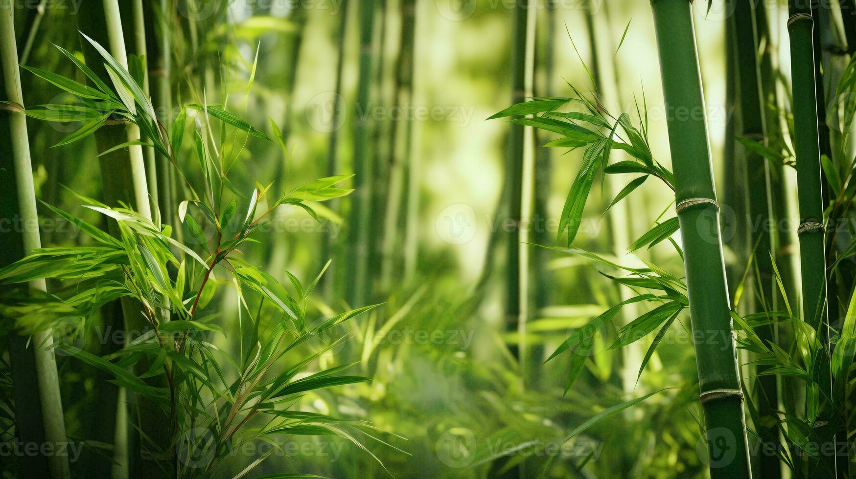 A lush and vibrant bamboo plant with abundant leaves in close-up AI Generated photo