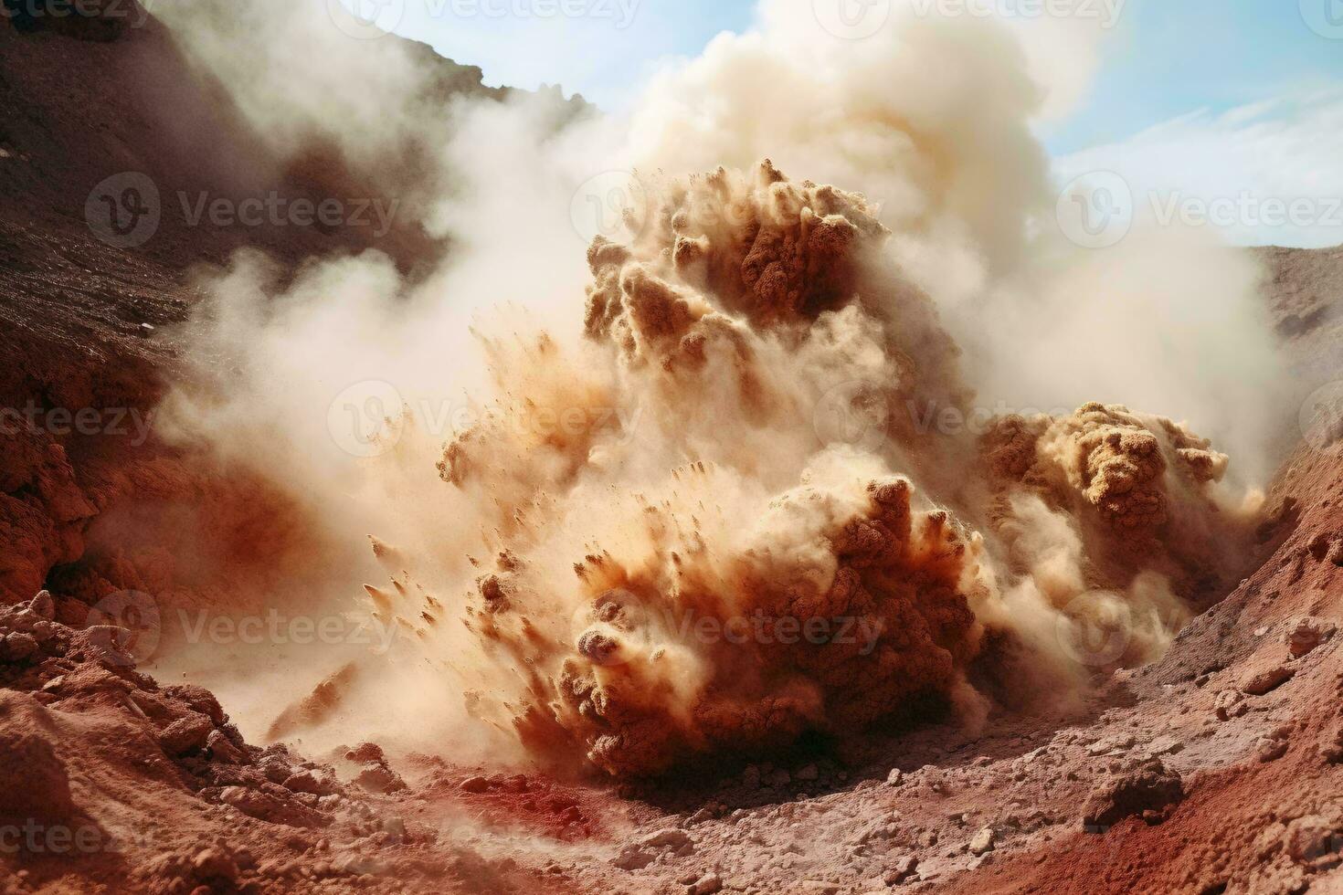 Dense smoke billowing from the ground AI Generated photo
