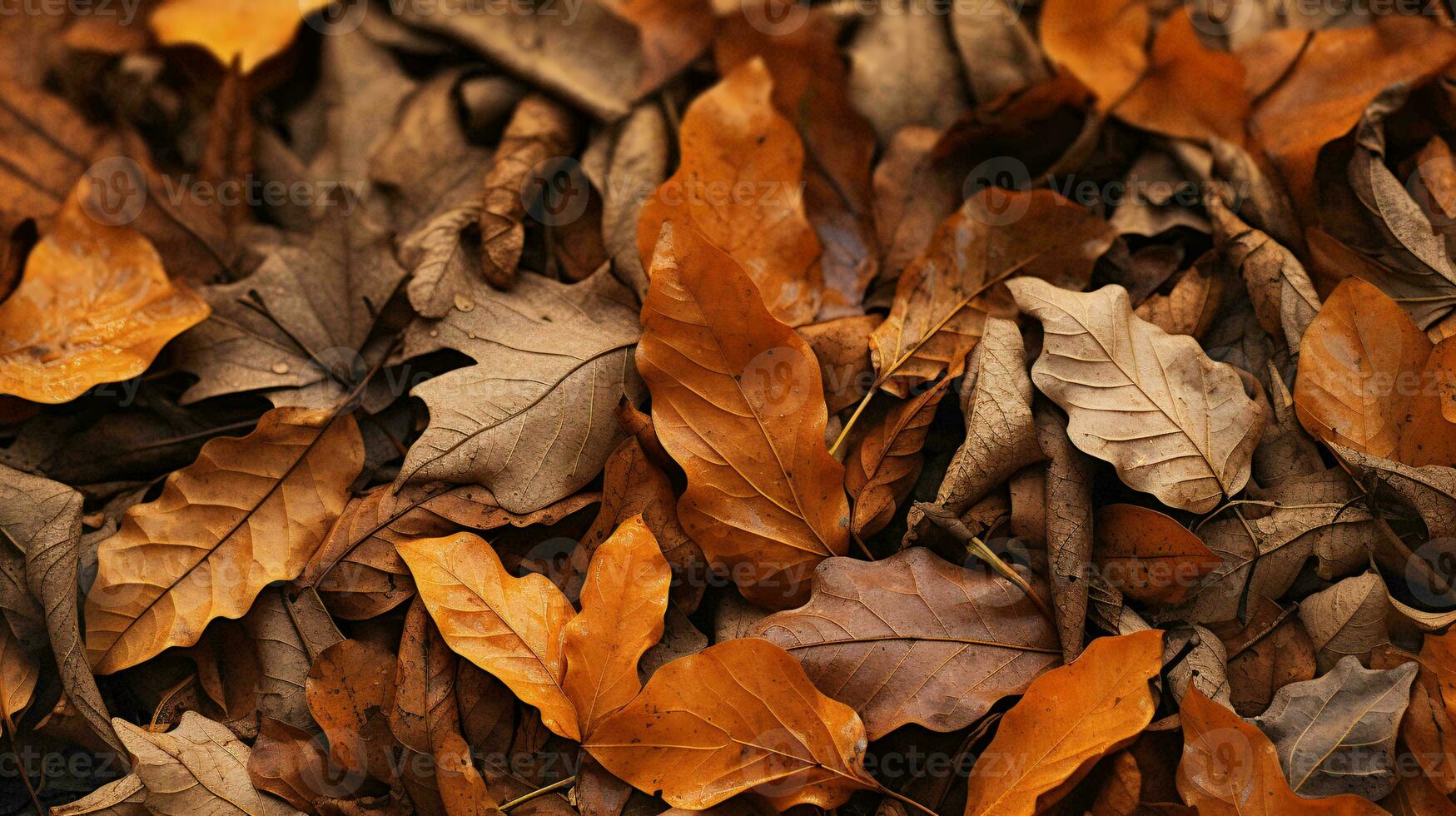 caído hojas en el bosque piso ai generado foto