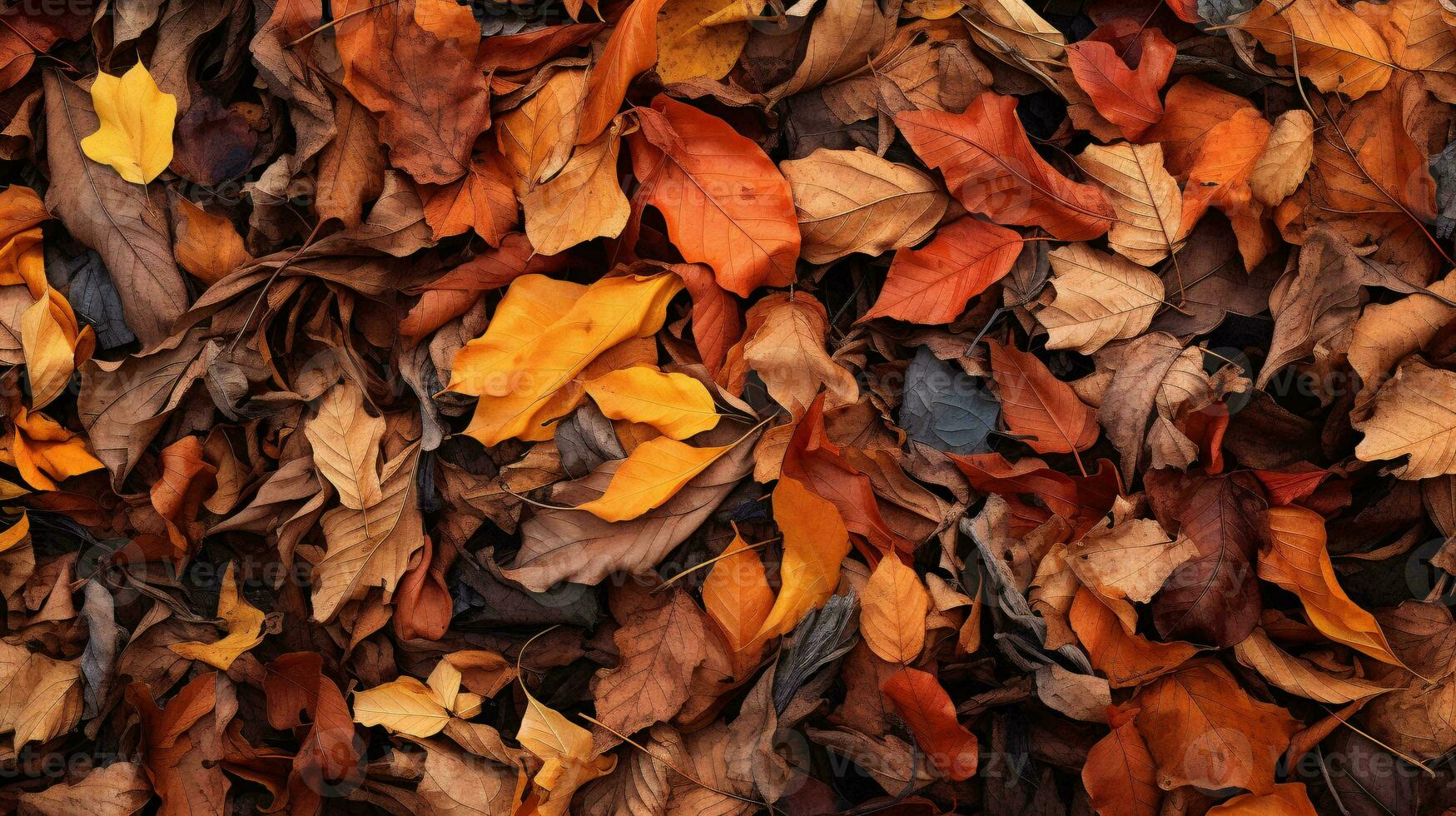 Fallen leaves on the ground AI Generated photo