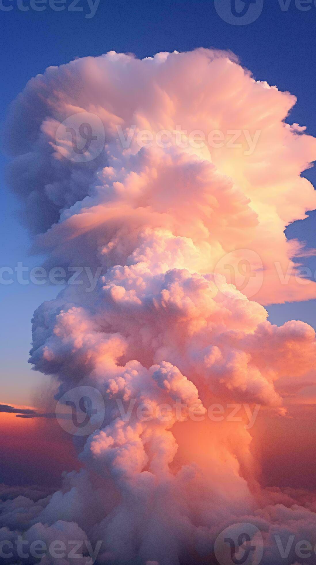 A massive cloud hovering above the fluffy white clouds in the sky AI