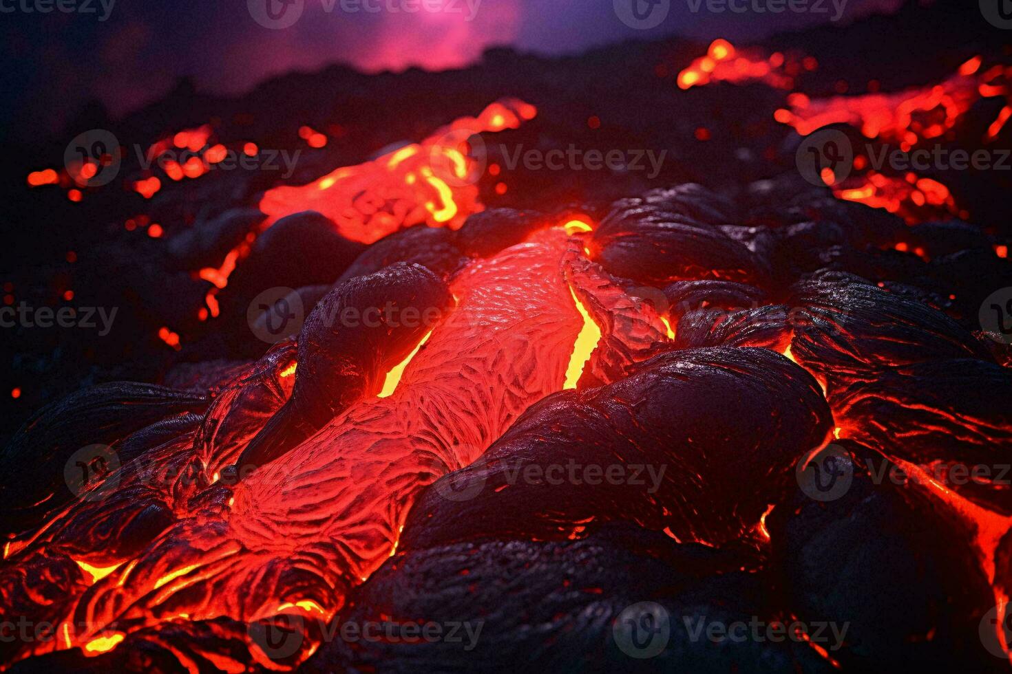 un fascinante de cerca de fluido lava en acción ai generado foto