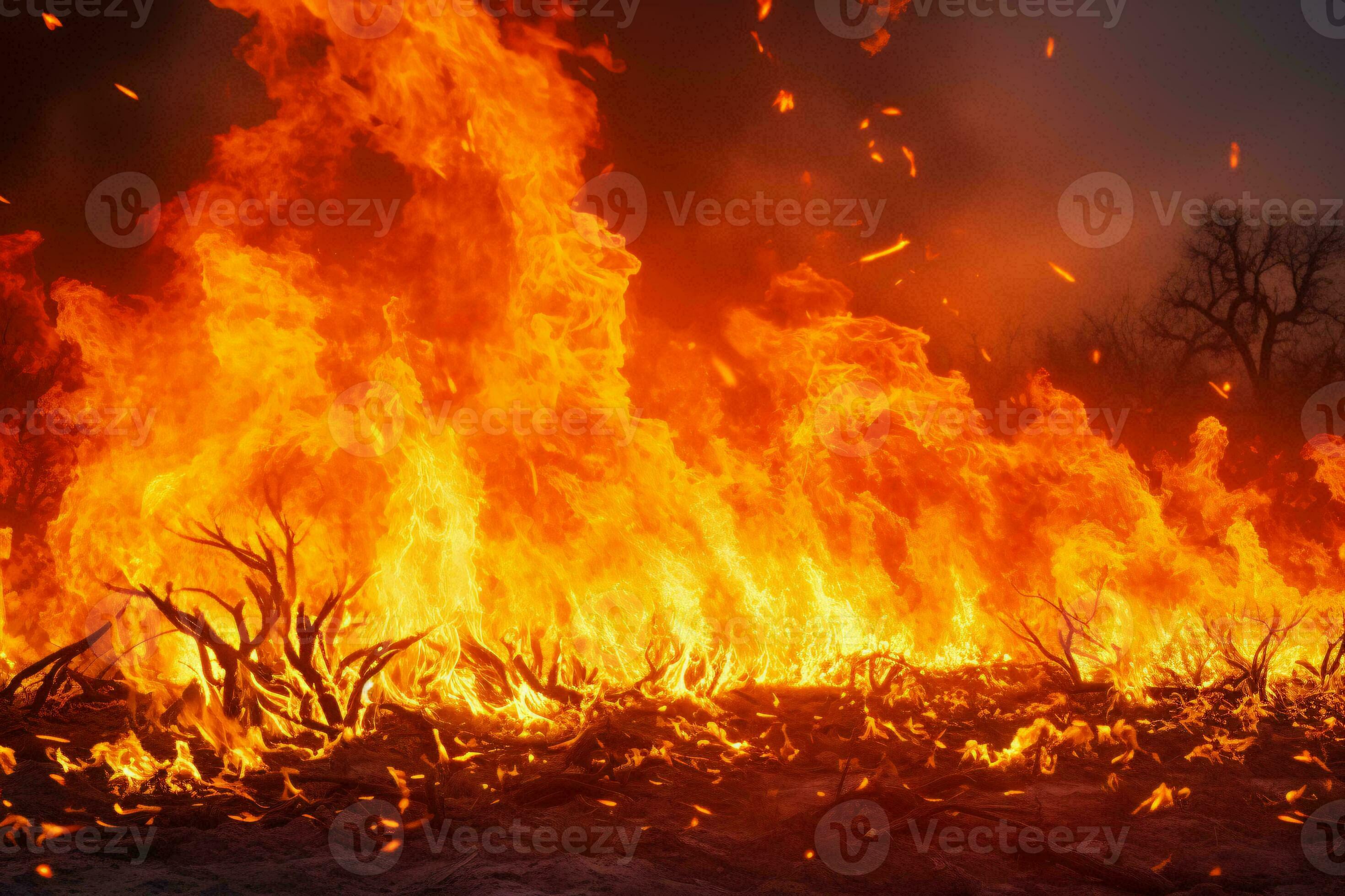 A massive fire engulfing a field, creating a blaze of destruction and