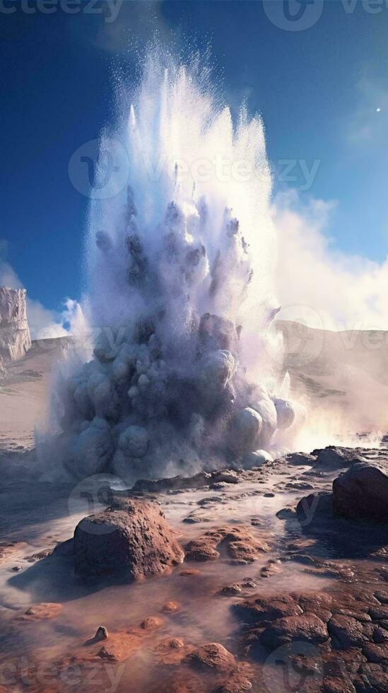 A mysterious and dramatic plume of smoke rising from the earth AI Generated photo