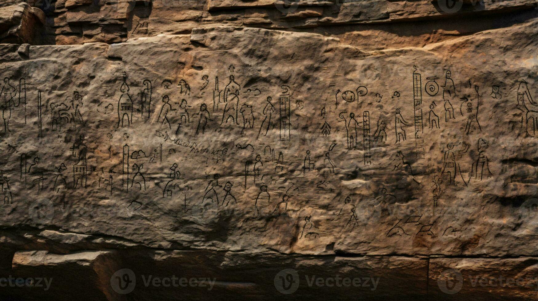 A ancient stone with inscriptions AI Generated photo