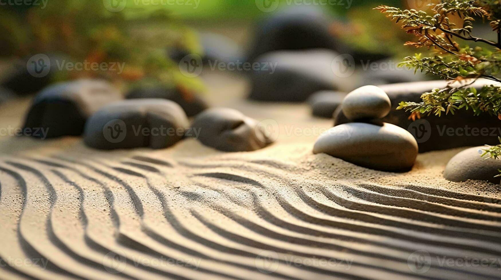 A tree and rocks in close-up AI Generated photo