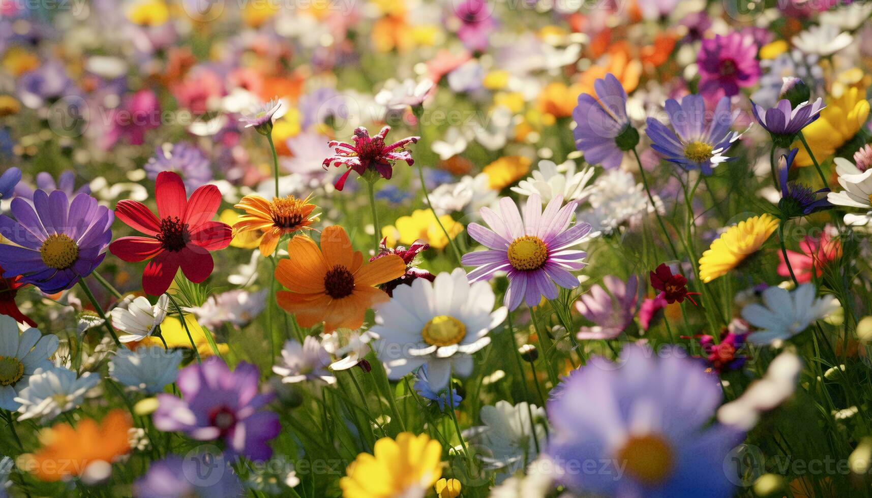 A vibrant and colorful field of flowers AI Generated photo