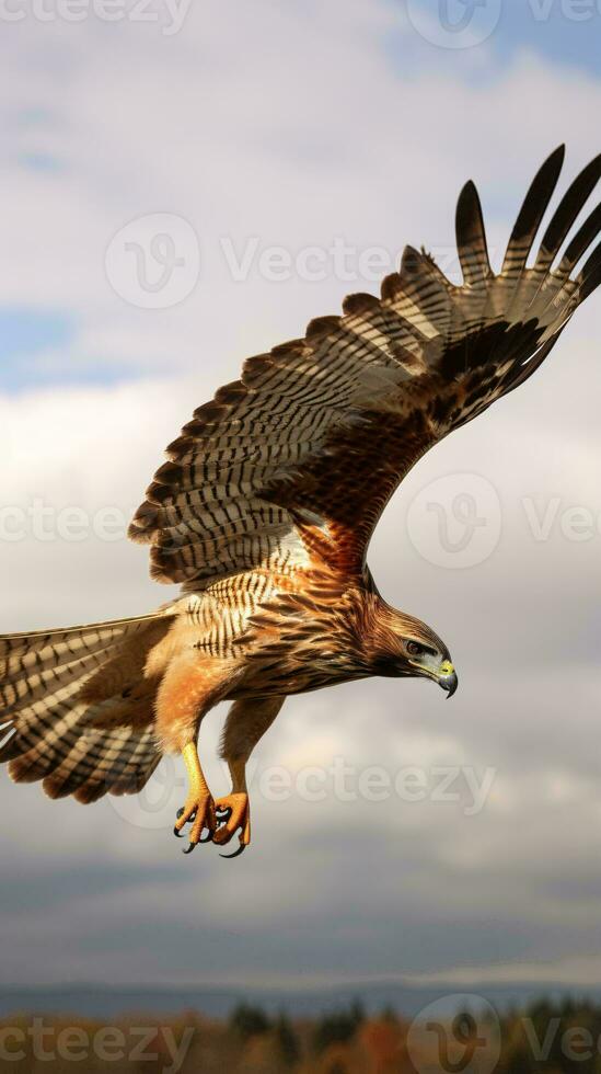 A majestic bird of prey soaring through the sky AI Generated photo