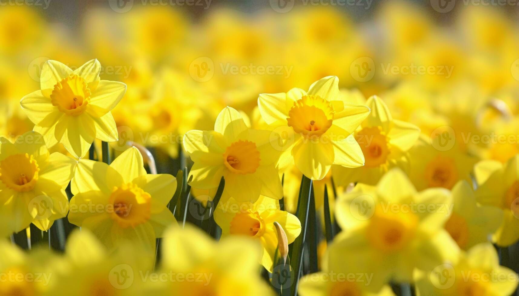 A vibrant field of yellow daffodils in full bloom AI Generated photo