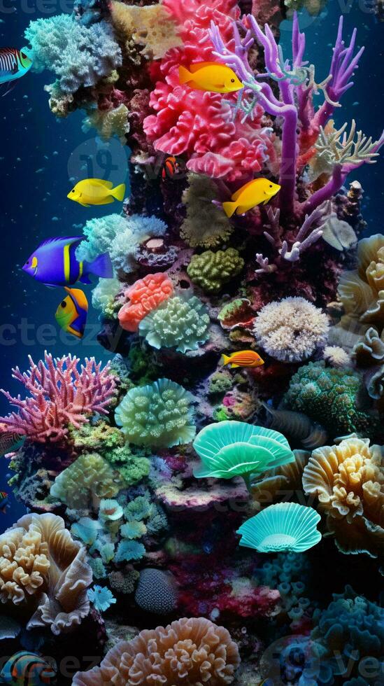 A vibrant underwater world in a large aquarium AI Generated photo