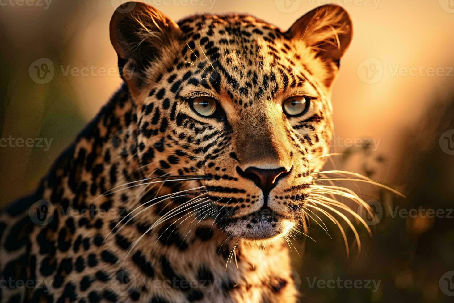 A majestic leopard in the wild with a stunning blurred background AI Generated photo