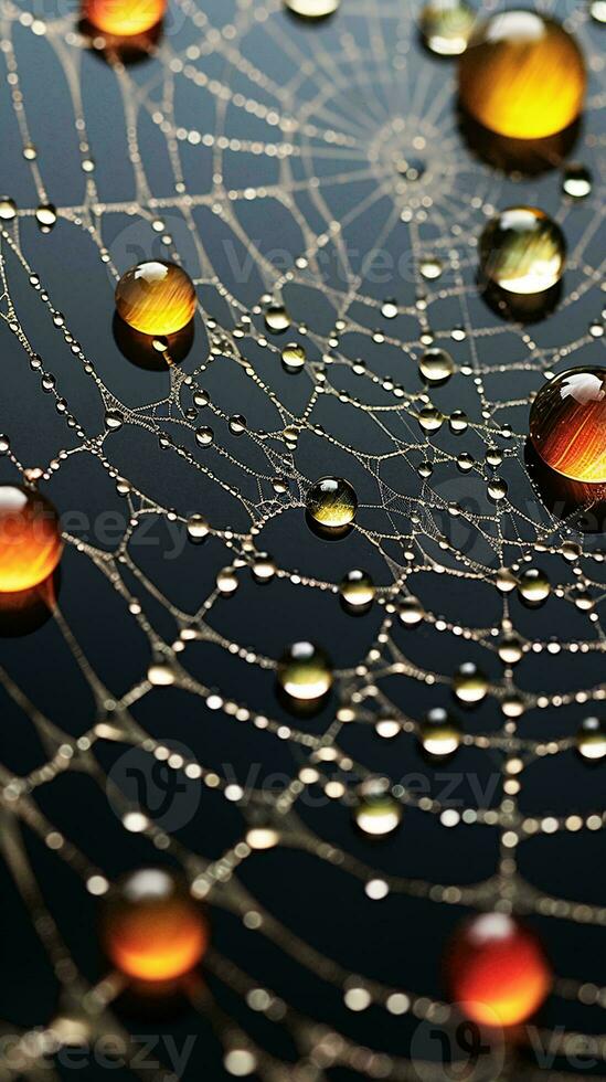 a spider web with water drops AI Generated photo