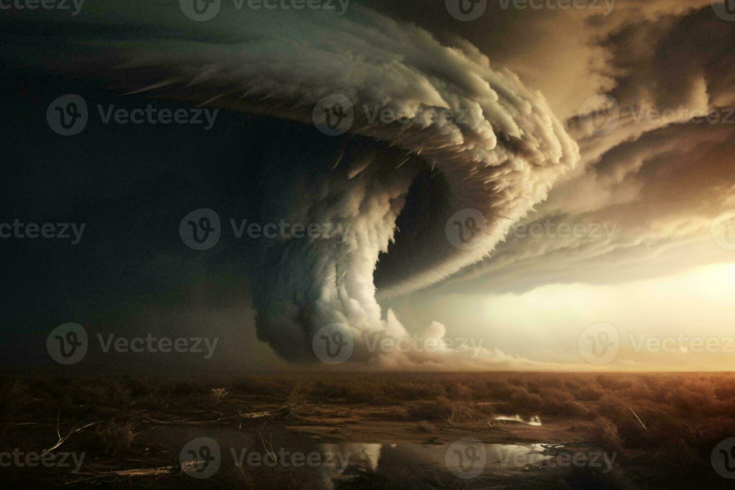 a large tornado in the sky AI Generated photo