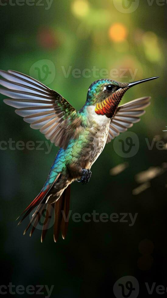 un colibrí volador en el aire ai generado foto