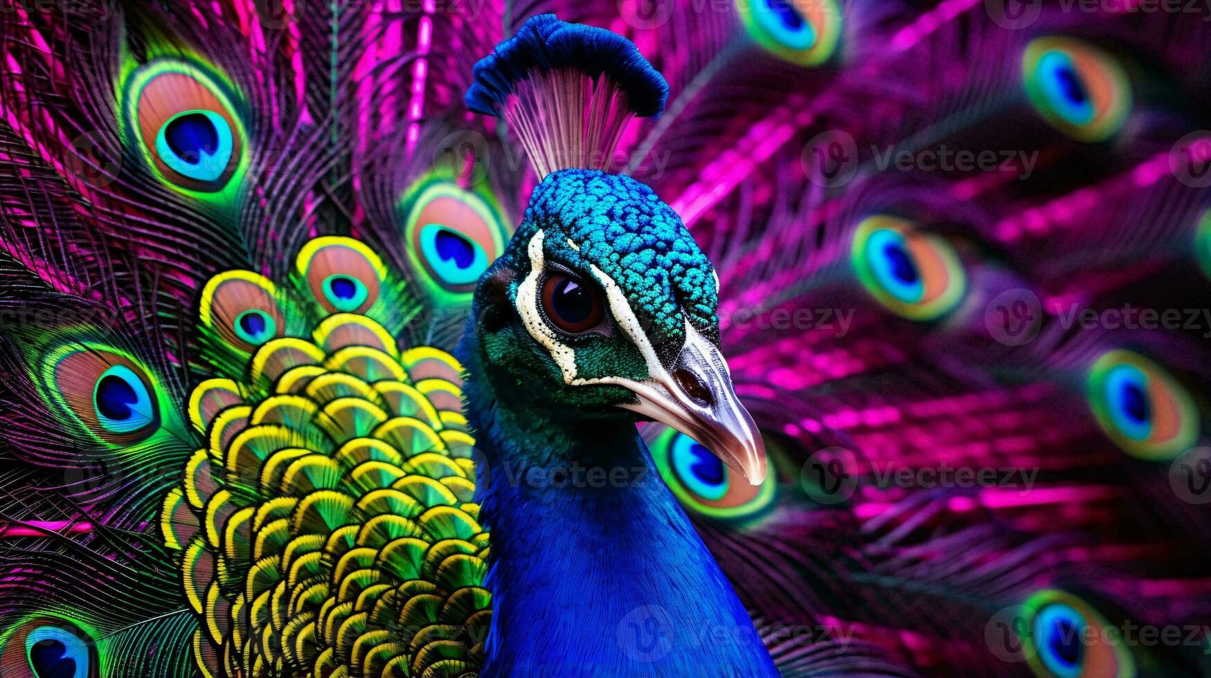 a colorful bird with its head tilted AI Generated photo