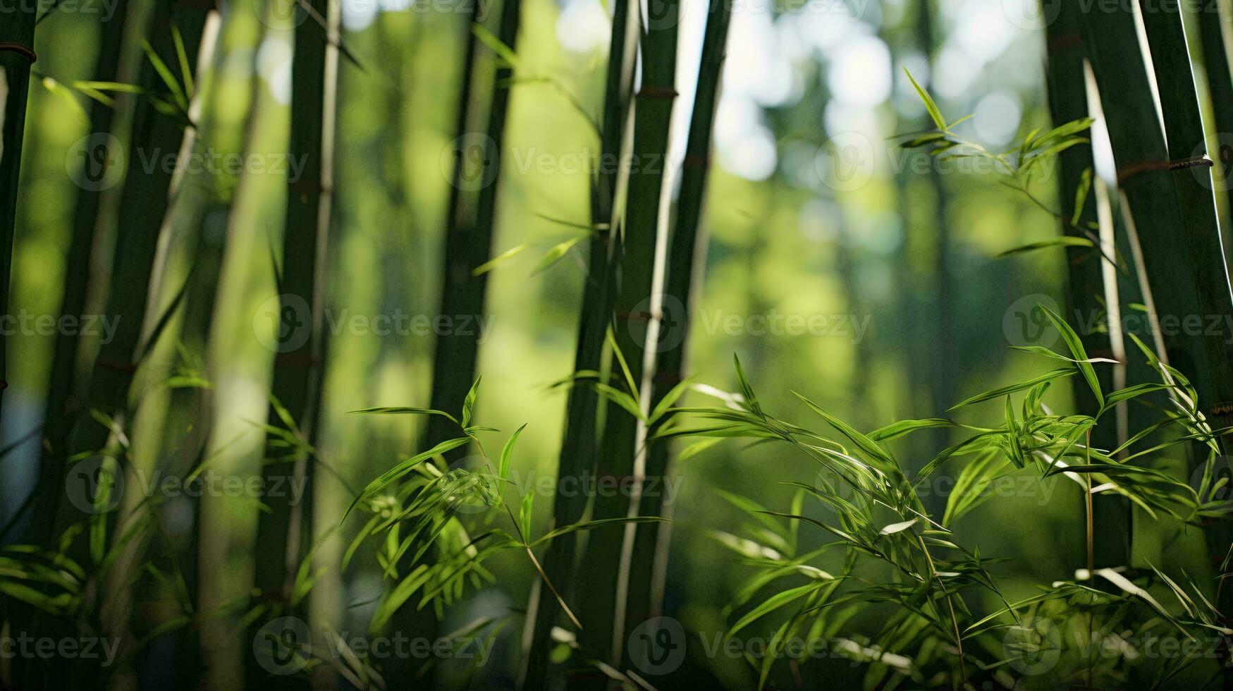un cerca arriba de algunos bambú ai generado foto