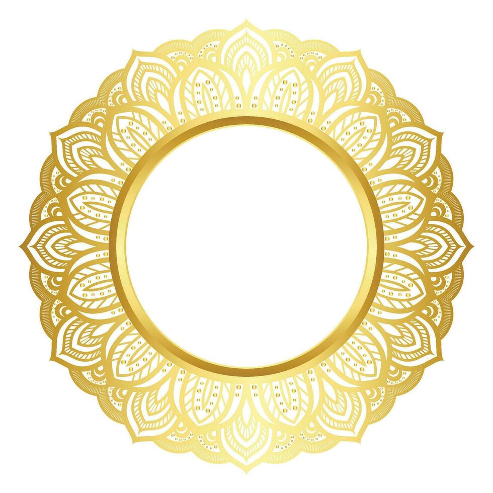 Luxury golden circle frame with vintage mandala gold circular pattern clipart vector
