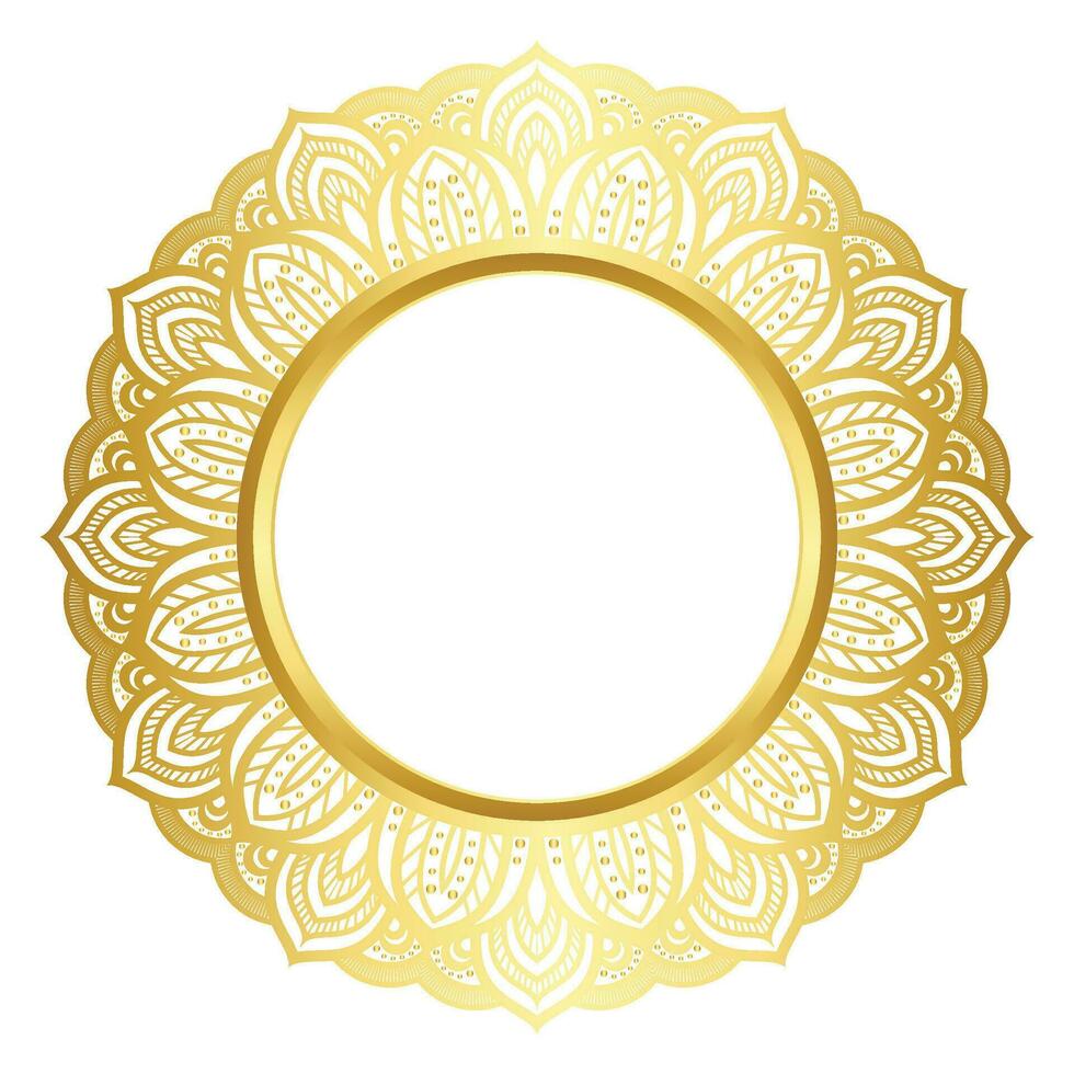 Luxury golden circle frame with vintage mandala gold circular pattern clipart vector