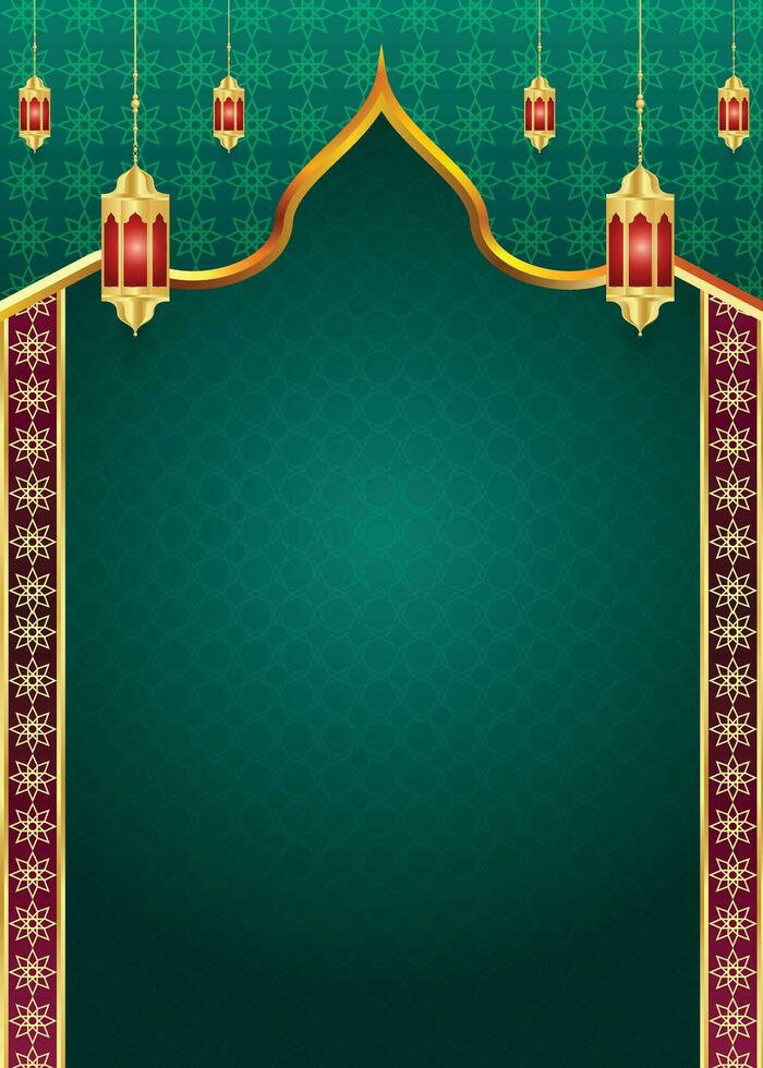 Arabic islamic ramadan kareem mandala ornamental flyer banner with ramadhan lantern eid al fitr background vector