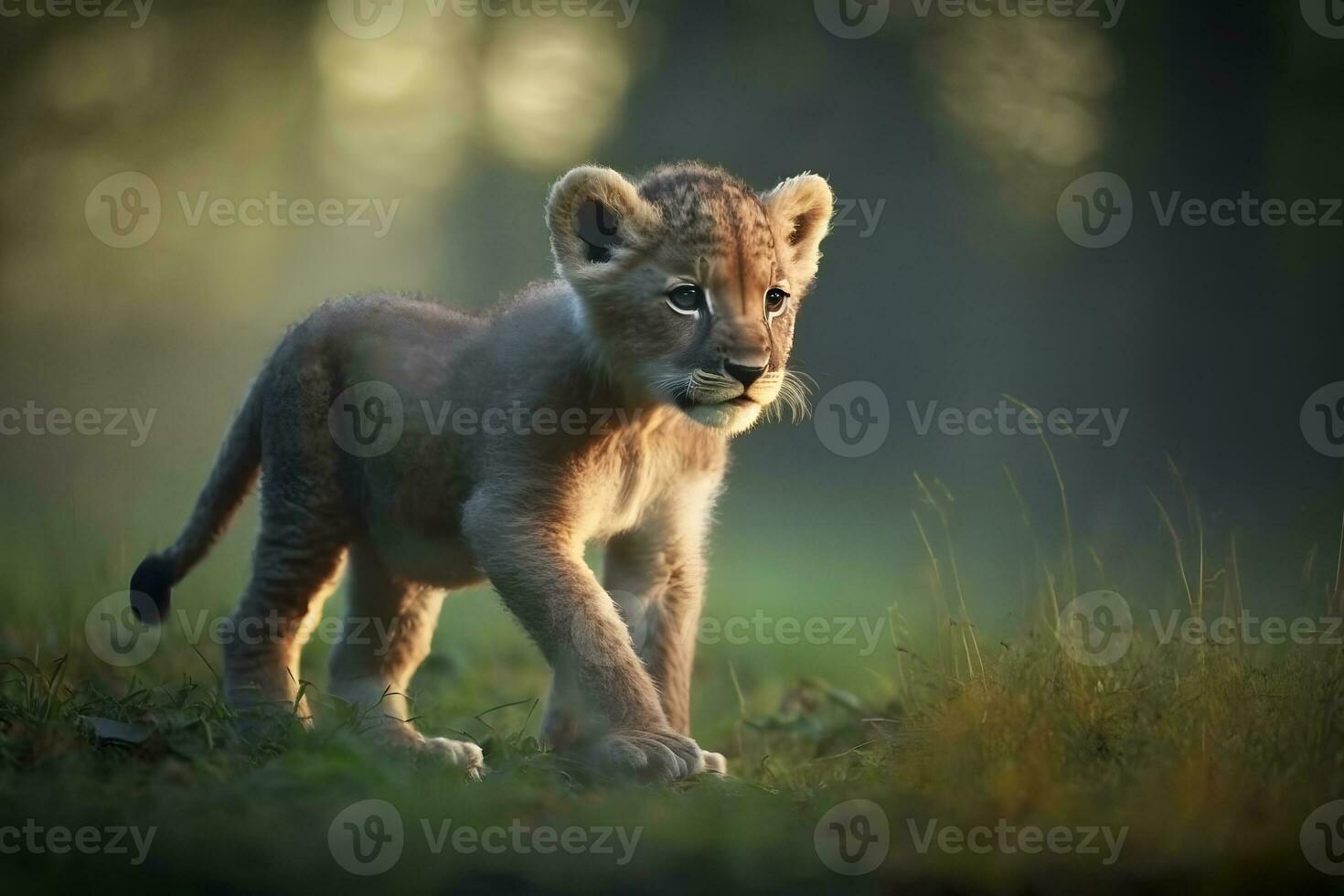 cute little lion cub. Neural network AI generated photo