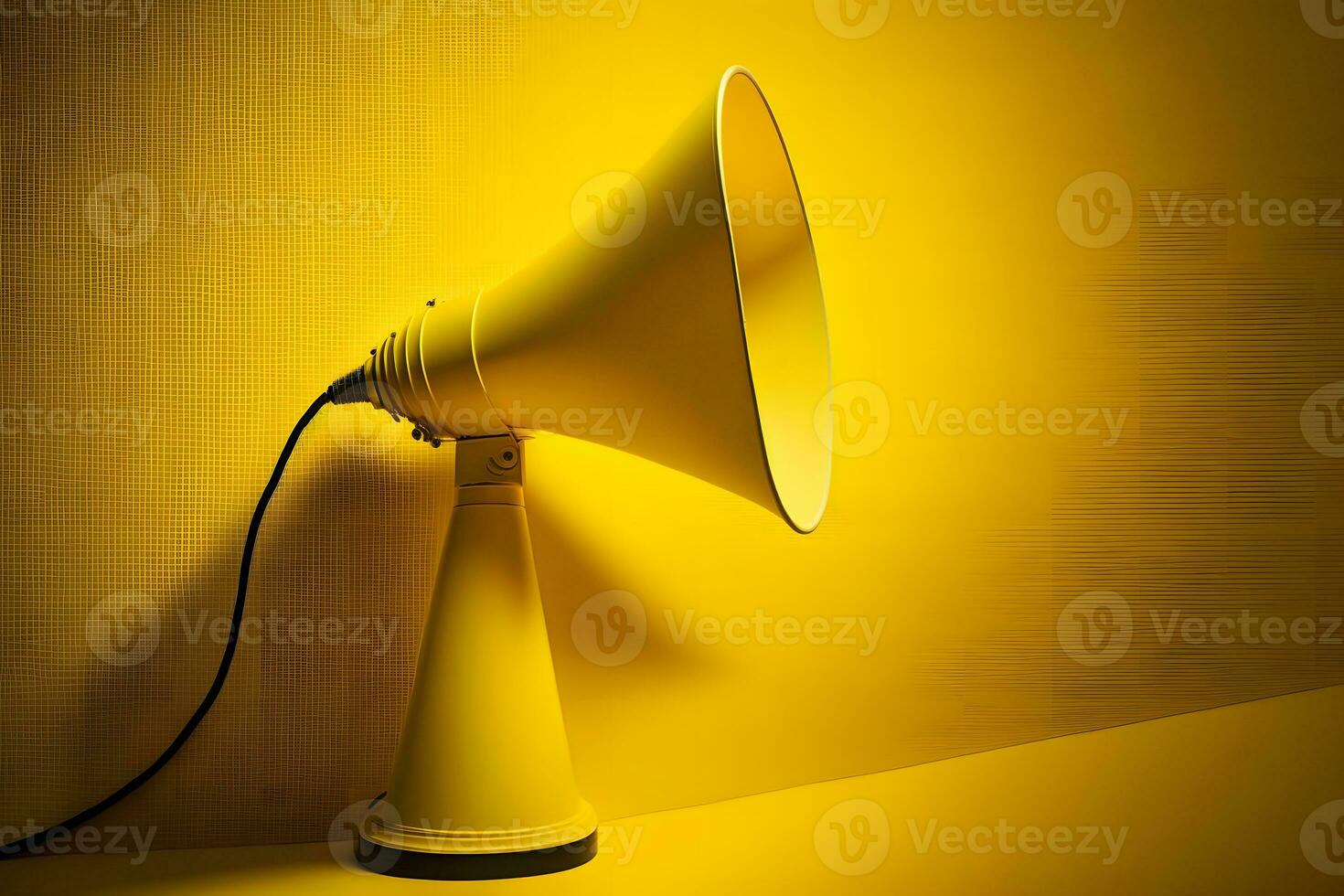 mano altoparlante diseño, megáfono o Hablando trompeta, amarillo prensa símbolo. neural red ai generado foto