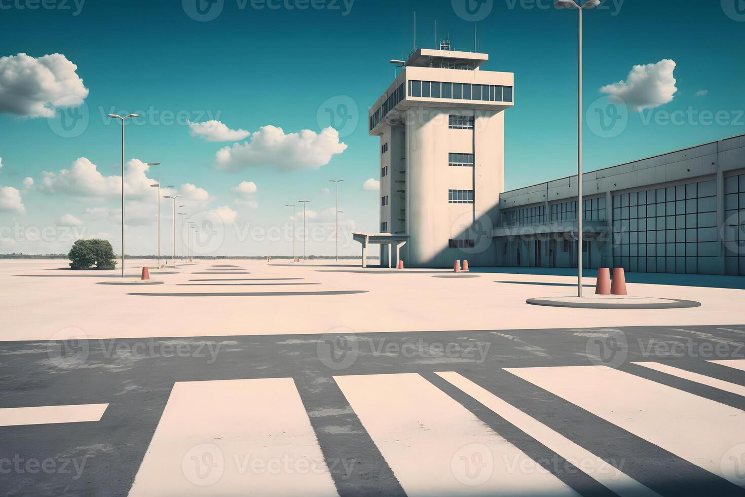Control tower at the airport. Neural network AI generated photo
