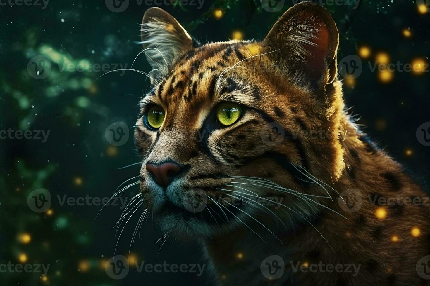 leopard portrait close up on dark background. Neural network AI generated photo