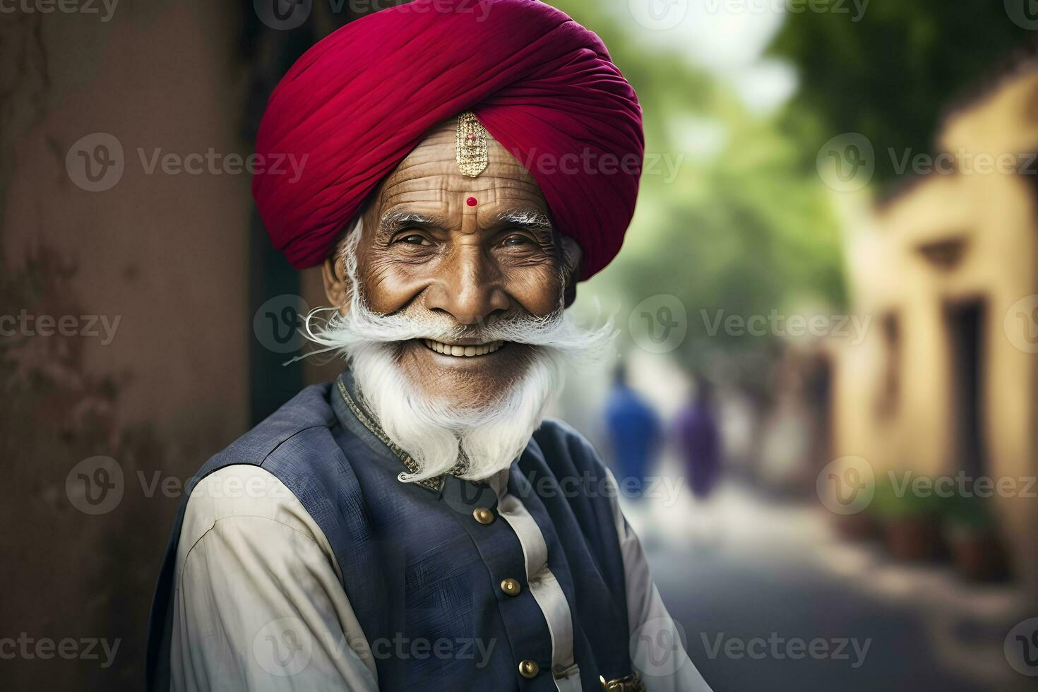 Portrait of elderly bearded Brahman. Neural network AI generated photo